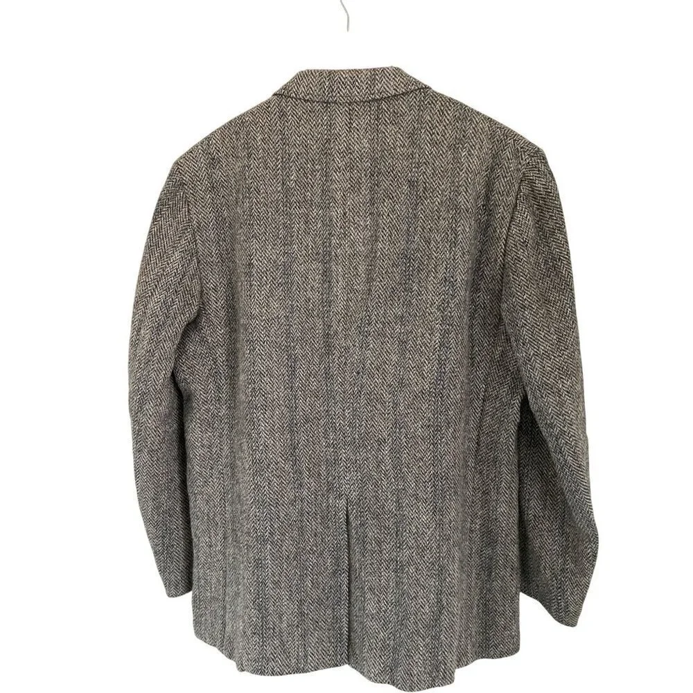 Vtg BALTMAN Cricketeer Mens Herringbone Wool Blazer Jacket Gray 2-Button Classic